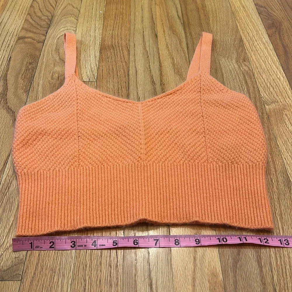 ✨ MAEVE Anthropologie ✨ Coral Orange Cashmere Cropped Sweater Tank Top XS $98 - Picture 5 of 9